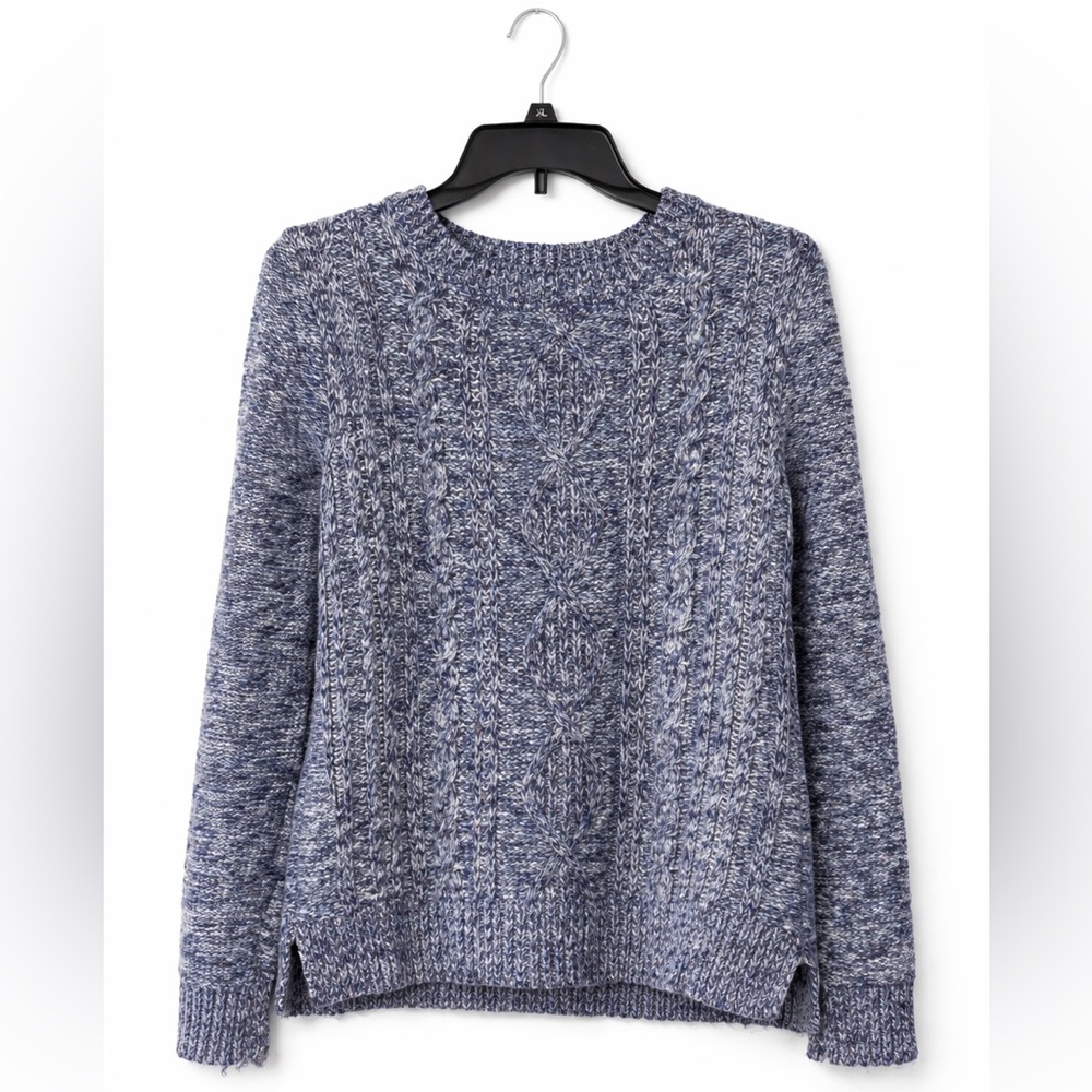 Tommy Hilfiger Cable Knit Sweater Women’s Medium Blue Crewneck Cotton Blend